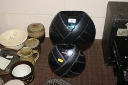 Two Poole pottery Alchemy purse vases