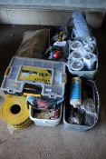 Large quantity of miscellaneous cable fitting equipment. To include marker tape, grommets, tape