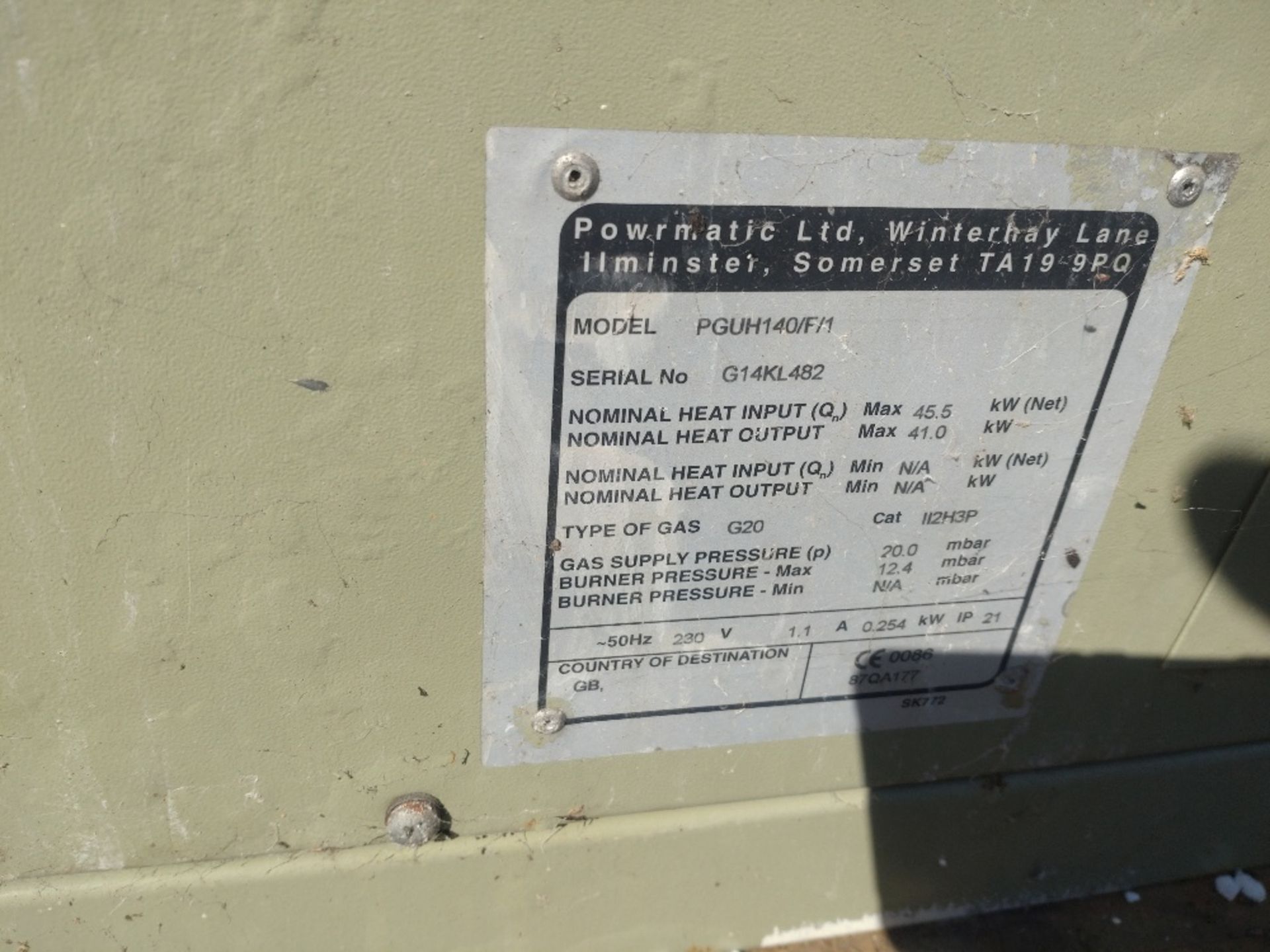 Powrmatic PGUH140/F/1 Gas warehouse heater - Image 2 of 2