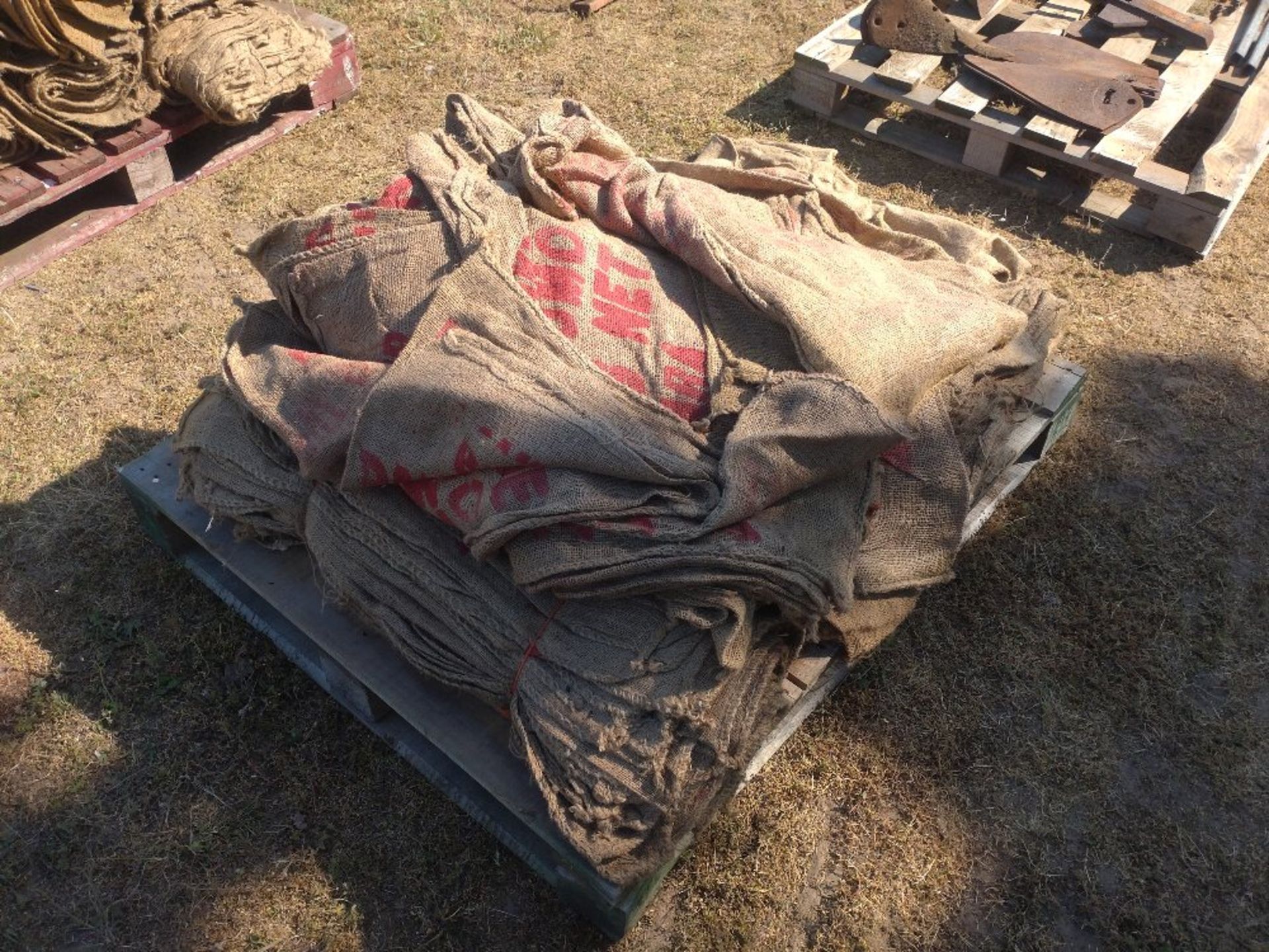 Pallet of hessian sacks