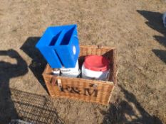Wicker basket and sheep sundries