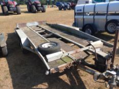 Bradley tandem axle hydraulic tilt bed car/tractor trailer with spare wheel,