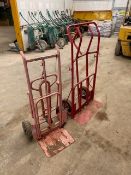 2 x Sack barrows with pneumatic tyres