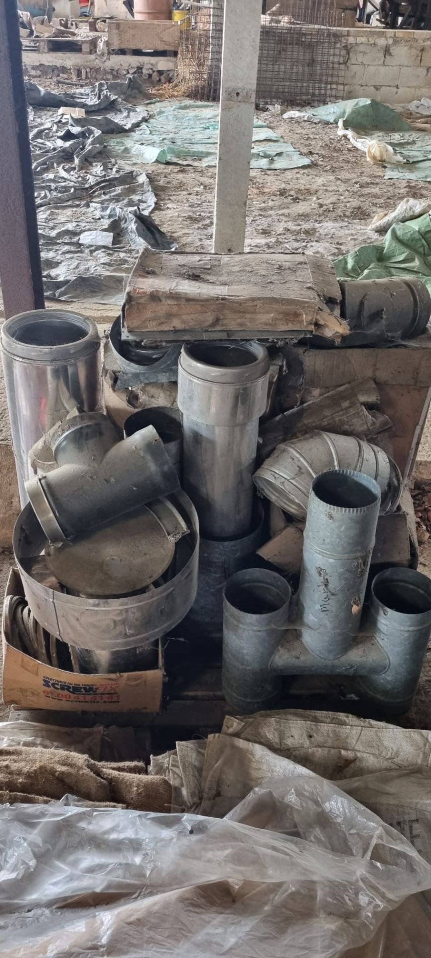 Pallet of flue pipes etc