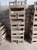 18 x Vintage vegetable boxes with carved wooden handles