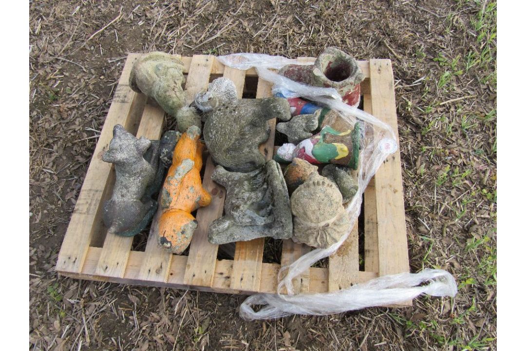 12, Various concrete garden ornaments,