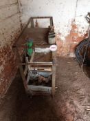 Homemade Farrowing house trolley with tail docker