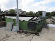 4 Bay 8 pen Trowbridge pig unit c/w gates, frames and feed auger system,