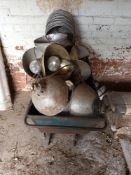 Small 4 wheel feed bin with heat lamp sides