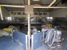 Complete building in two sections c/w 13 feeder units, drinker units, each section 8.70m x 7.