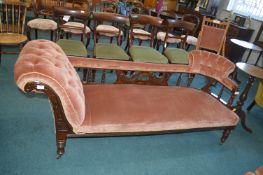 Victorian Mahogany Chaise Lounger with Red Velvet