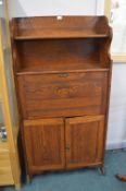 Edwardian Oak Drop Down Front Bookcase