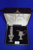 Hallmarked Sterling Silver Caster and Jug Set, Birmingham 1930