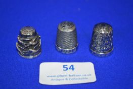 Three Hallmarked Sterling Silver Thimbles