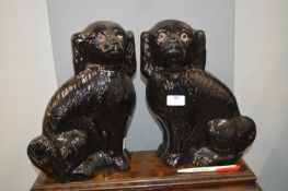 Pair of Black Staffordshire Flatback Dogs