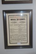 Framed Political Poster 1840 The Whig Economy
