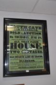 Framed Original South Cave Auction Poster 1840
