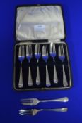 Cased Set of Eight Hallmarked Sterling Silver Cake Forks, Sheffield 1930