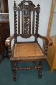 Carved Oak Armchair
