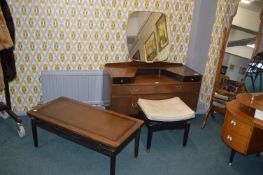 Retro Mirror Backed Dressing Table plus Stool and