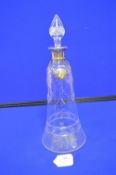 Cut Glass Lead Crystal Decanter with Hallmarked Sterling Silver Collar and Blank Spirits Label