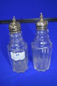 Two Cut Glass Silver Topped Casters Sheffield 1830/31