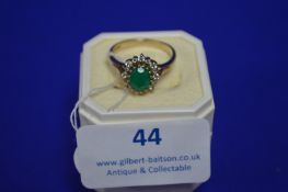 9k Gold Ring with Green Stone Size: Q ~3g gross