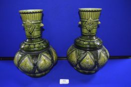 Pair of Samuel Leah Victorian Majolica Vases