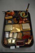 Vintage Smoking Items Including Pipes, Vestas, and Cigarette Cases, etc.