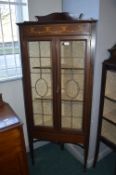 Edwardian Inlaid Corner Display Cabinet with Leade