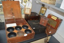 Wooden Boxes Including Till, Radios, Microphone, Cameras, etc.