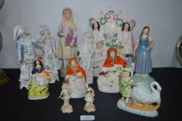Staffordshire Flatbacks and Continental Figurines etc.