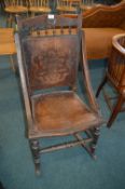 Rocking Chair with Floral Design Paneled Seat & Ba