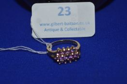 9k Gold Ring with Amethysts Size: K