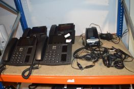 *Four Fanvil X6 Office Telephones, Dymo Label Printer, and Various Headphones
