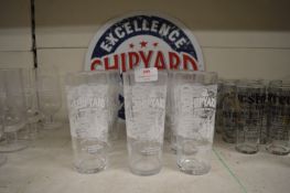 12 Shipyard Pint Glasses and a Shipyard Tin Sign