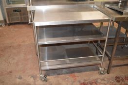 Stainless Steel Three Shelf Trolley 88x57cm