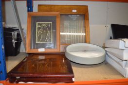 Menu Display Cabinet, Eagle in Frame, Digital Cloc