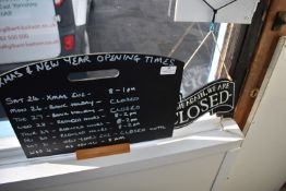 *Open & Closed Sign, Small Chalkboard Sign, and Opening Times Sign