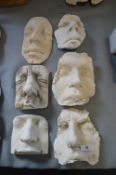 *Six Plaster Partial Face Casts Including Edward De Jongh, etc.