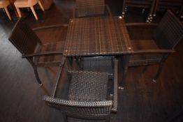 *Outdoor Rattan Table 70x70x70cm and Four Chairs