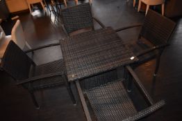 *Outdoor Rattan Table 70x70x70cm and Four Chairs