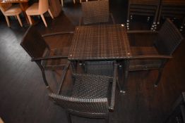 *Outdoor Rattan Table 70x70x70cm and Four Chairs