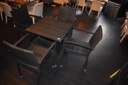 *Outdoor Rattan Table 70x70x70cm and Four Chairs