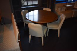 *115cm Circular Pedestal Table with Four Cream Upholstered Chairs