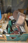 Box of Various Sanding Discs, Belts, etc.