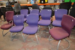 *Eight Steel Framed Upholstered Chairs