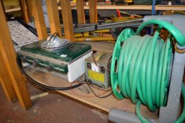 Hozelock Hose Reel, EPI Grill, and Antique Battery