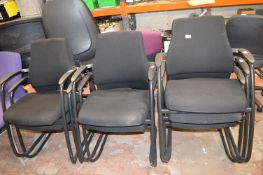 *Seven Stackable Steel Framed Upholstered Chairs