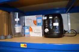 *Toaster, Water Filter Jugs, and Two Packs of 3 Wa